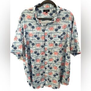 SIMPLY SOUTHERN Pink and Blue Tropical Flower Button Down Shirt, Size XXL